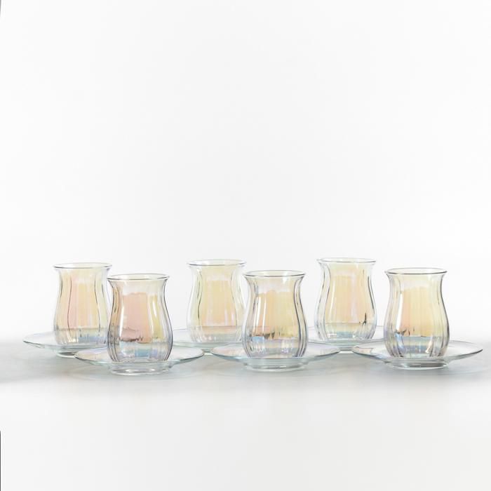 SET DE 12 PIECES VERRE DE THÉ + SOUS VERRE LİNKA LİLA