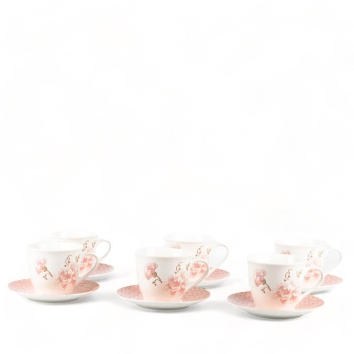 ENSEMBLE 6 TASSES ET SOUS TASSES A CAFE FRESQUE NOUVEAU