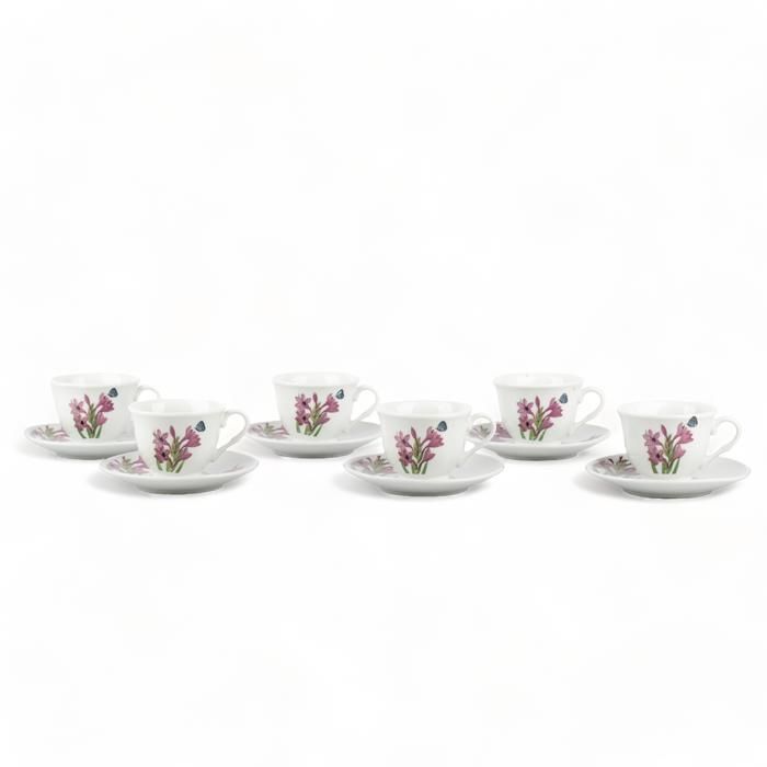 ENSEMBLE 6 TASSES A CAFE + SOUS TASSES PORCEL VIOLETTE