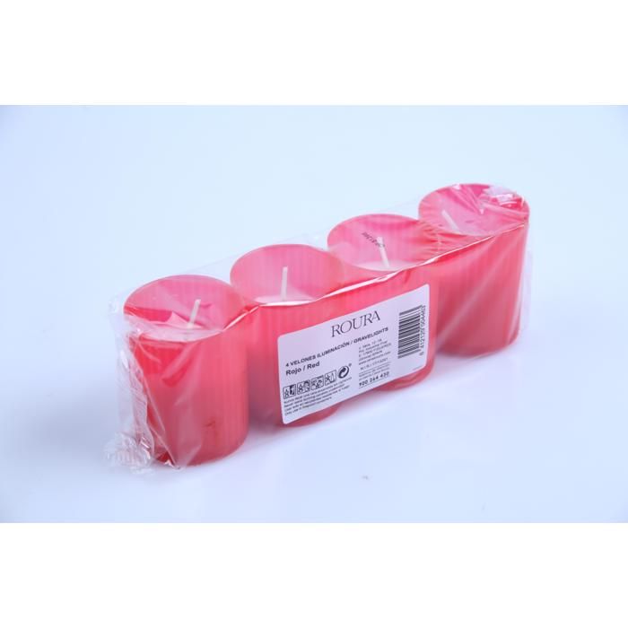 4 VEILLEUSES ILLUMINATION 60X50 MM ROUGE