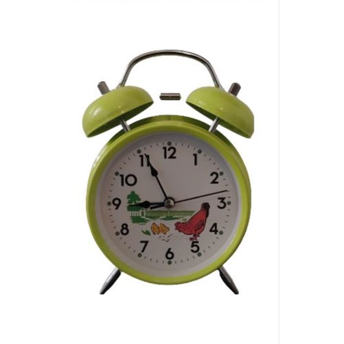 Horloge réveil ,Réveil vintage rétro, en Acier inoxydable 316L Réveil de table à double cloche avec motif coq.