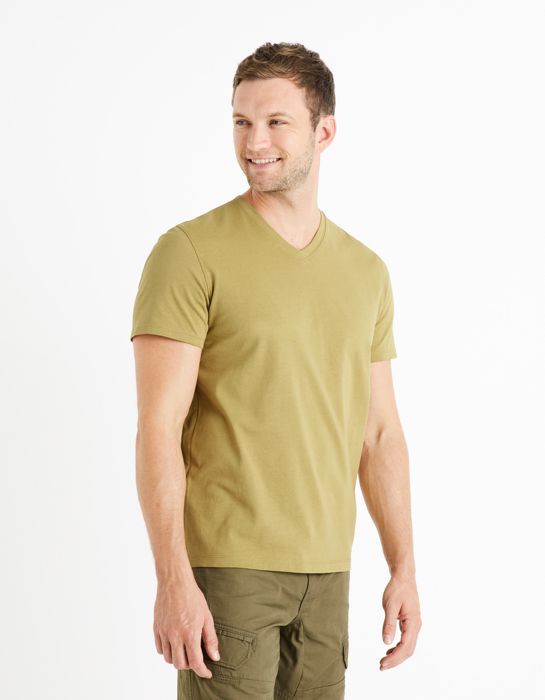 T-shirt col V 100% coton