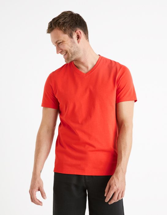 T-shirt col V 100% coton