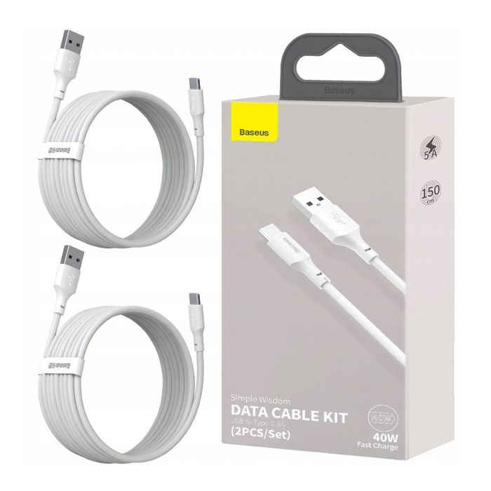 2 Câble USB Type C Pour charge Rapide Fast Charge  et Transfert de données 40W, 1,5 mètre
