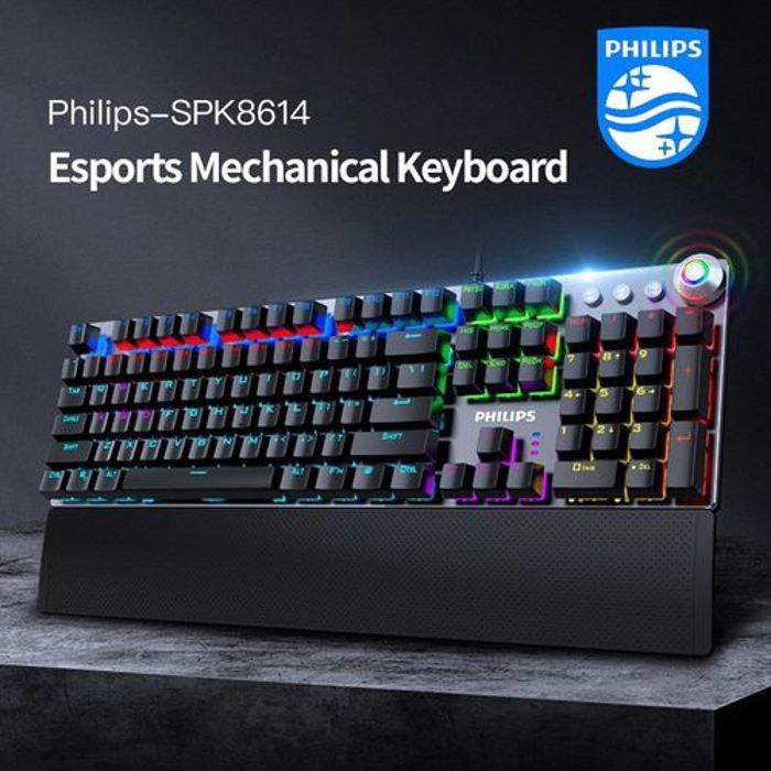 Philips Clavier de Jeu Mécanique SPK8614 avec Éclairage RGB et Interrupteur, Bleu Switch
