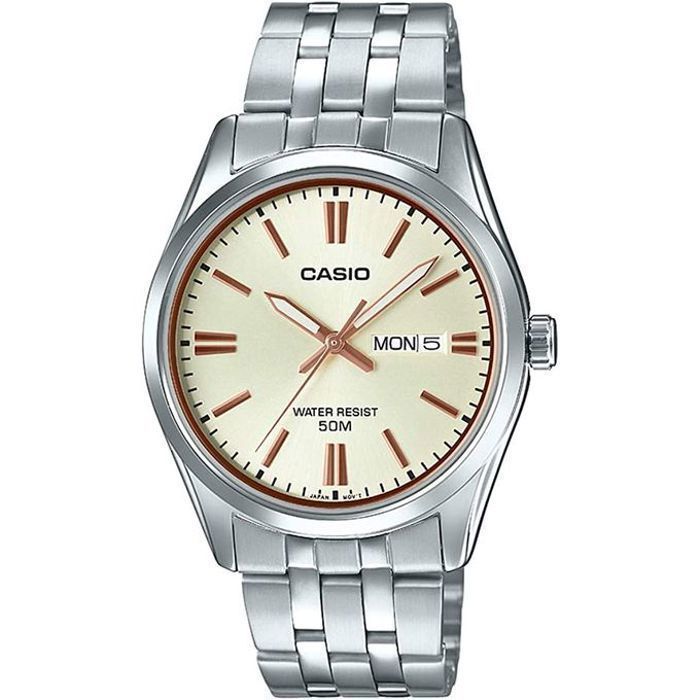 Casio - Cadran beige - Boitier et bracelet en acier inoxydable -MTP-1335D-9AV