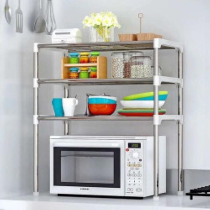 MaxiFour - Étagère de four à micro-ondes multifonctionnelle réglable en acier