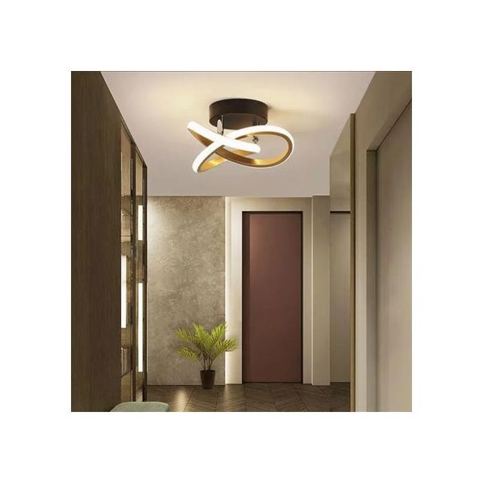 Plafonnier LED Monté en Surface Dorée au Design Moderne, Luminaire Décoratif