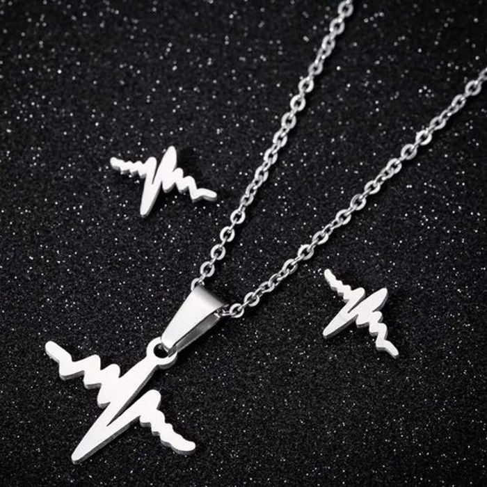Collier et boucles d'oreilles, ensemble Rythme Cardiaque.