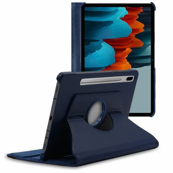 Coque pour Samsung Galaxy Tab S7 (SM-T870) Housse Etui Rotatif 360 PU Cuir, (bleu)