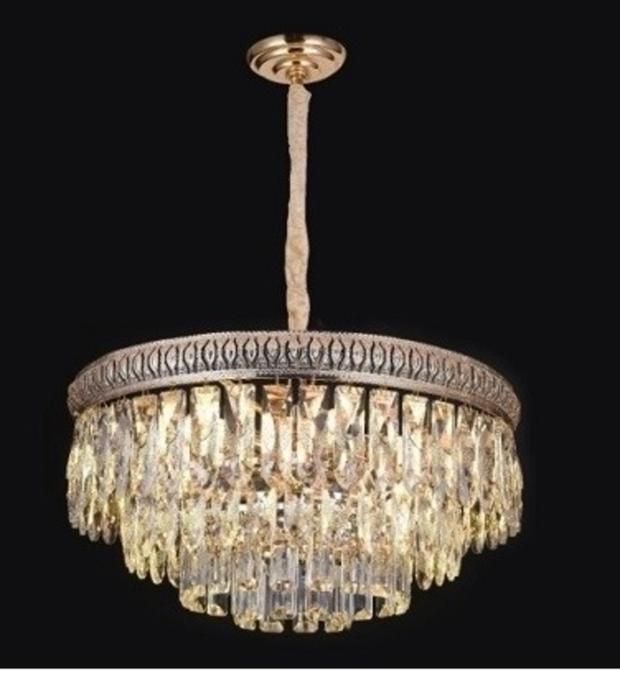 Lustre en cristal rond dore 500x260 E14*9
