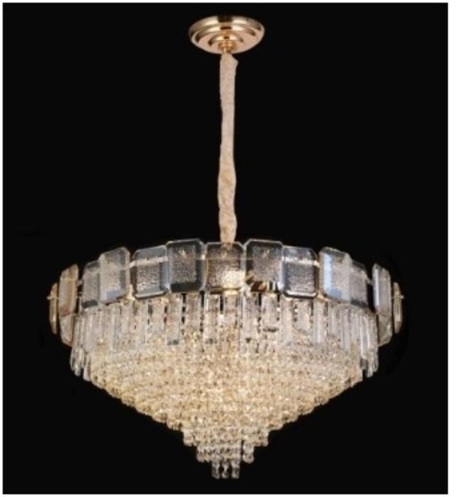 Lustre en cristal rond dore 800x400 E14*18