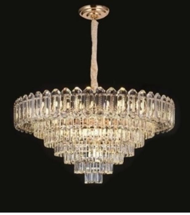 Lustre en cristal rond dore 760x470 E14*16
