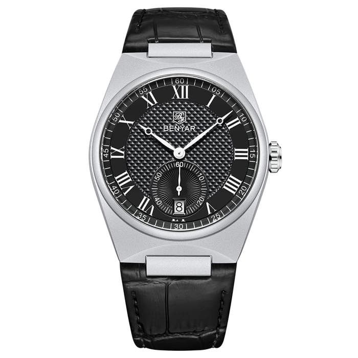 Montre Homme - Benyar - Quartz - Cuir 100% - Résistante à l'eau - Chronomètre