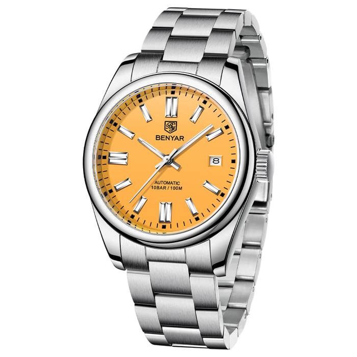 BENYAR BY-5185A Montre Originale 100% Homme Automatique Étanche en Acier Inoxydable Avec 2 Ans De Garantie