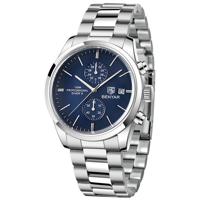 Benyar Montre Homme En Acier 100% Originale Avec 2 Ans De Garantie
