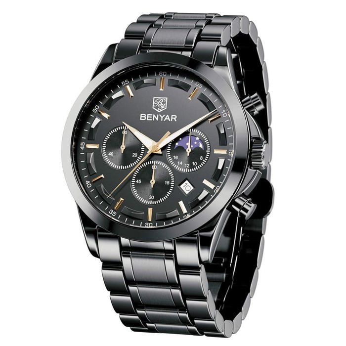 Benyar Montre Homme En Acier 100% Originale Avec 2 Ans De Garantie
