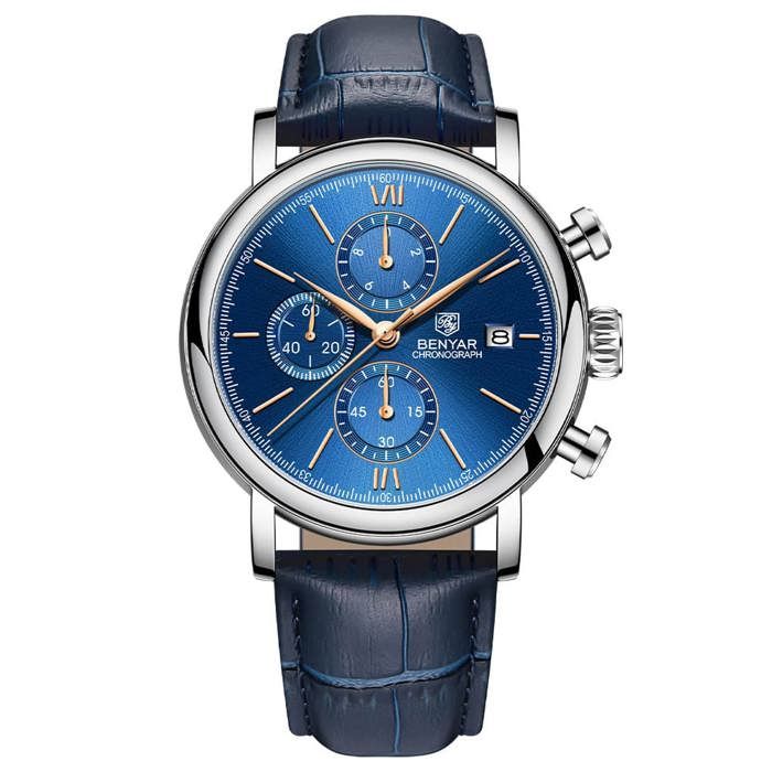 Benyar Montre Homme En Cuir 100% Originale Avec 2 Ans De Garantie