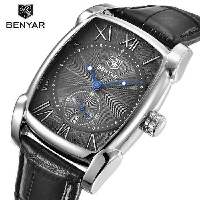 Benyar Montre De Luxe En Cuir Originale 100% à Quartz Pour Homme Avec 2 Ans De Garantie