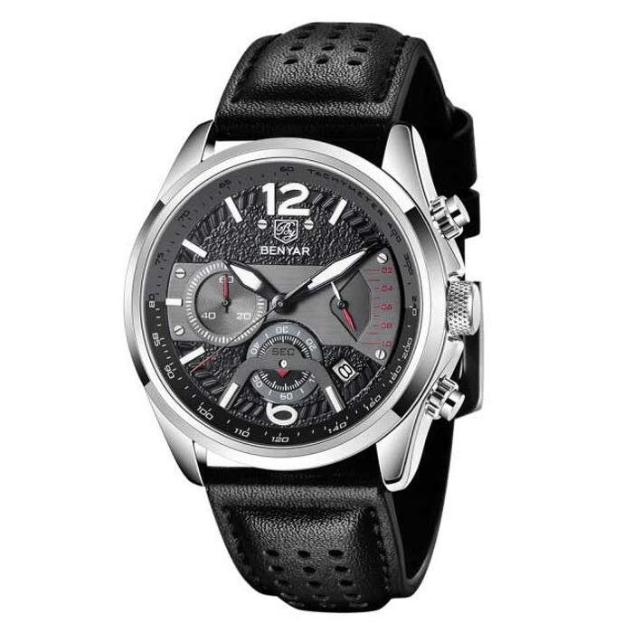 Montre Homme - BENYAR - BY-5171M - Acier - Cuir - Résistante à l'eau 3 bars