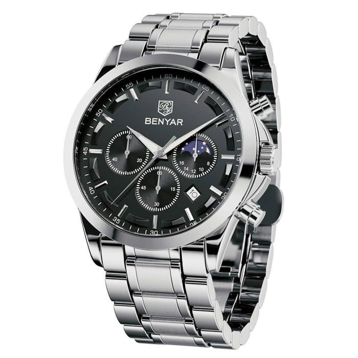Benyar Montre Homme En Acier 100% Originale Avec 2 Ans De Garantie