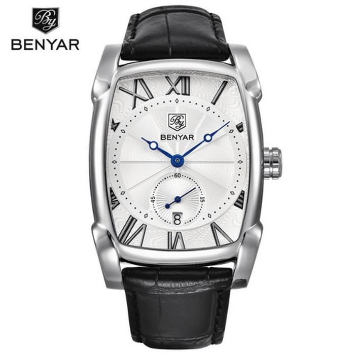 Benyar Montre Homme En Cuir 100% Originale à Quartz  Avec 2 Ans De Garantie