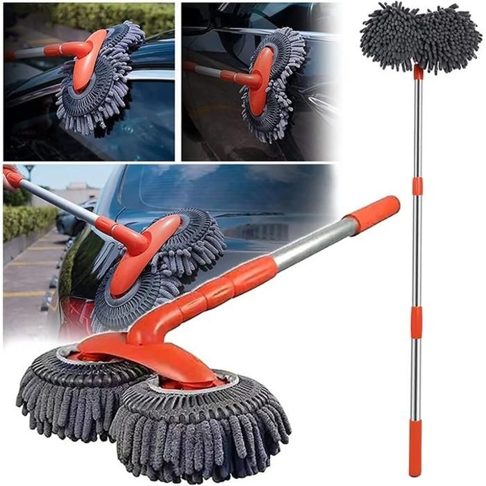 Brosse de lavage de voiture avec long manche, rotation à 360 °