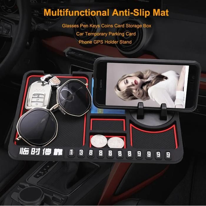 Tapis antidérapant de Voiture 4 en 1 - avec Support pour téléphone Portable