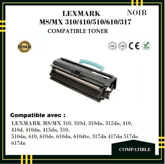 Toner Compatible - LEXMARK - MS/MX 310/410/510/610/317 - Noir -  - Laser