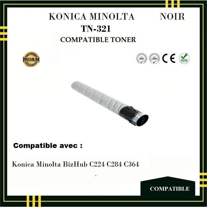 Toner - KONICA MINOLTA - TN 321 - Noir - Compatible -