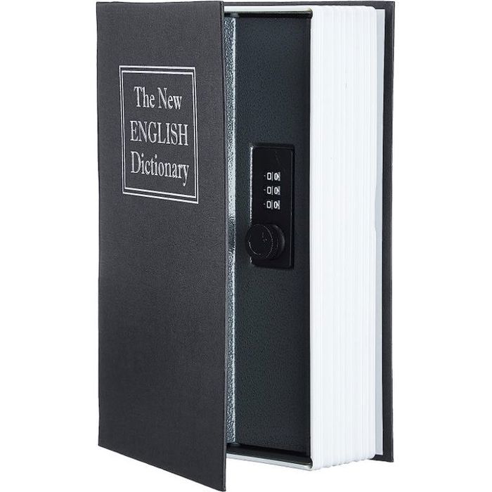 Coffre Fort En Forme de Livre Grand Taille Boîte de Rangement Discrète Ressemblant Dictionnaire avec Verrou à Combinaison Secret
