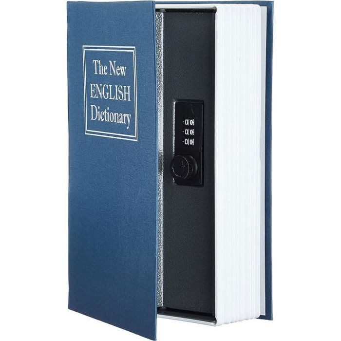 Coffre Fort En Forme de Livre Grand Taille Boîte de Rangement Discrète Ressemblant Dictionnaire avec Verrou à Combinaison Secret