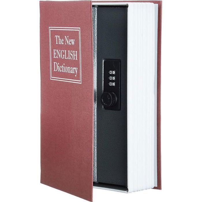 Coffre Fort En Forme de Livre Grand Taille Boîte de Rangement Discrète Ressemblant Dictionnaire avec Verrou à Combinaison Secret