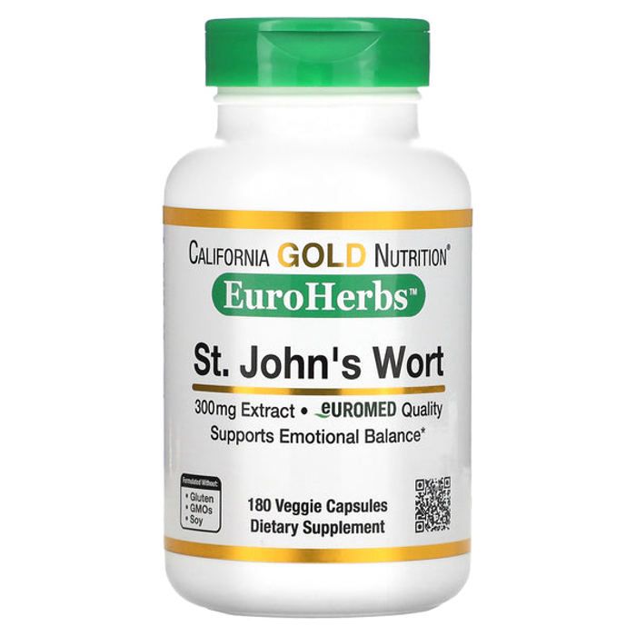 St. John's Wort EuroHerbs European Quality 300 mg 180 Veggie Capsules