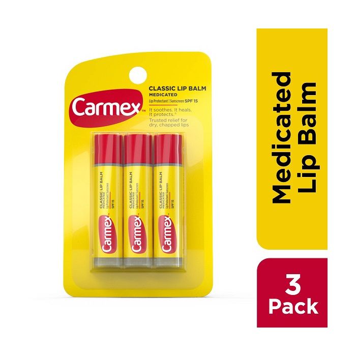Carmex Baume à Lèvres Classique, Médicamenté, FPS 15 - 4.25g x 3 - Made in USA