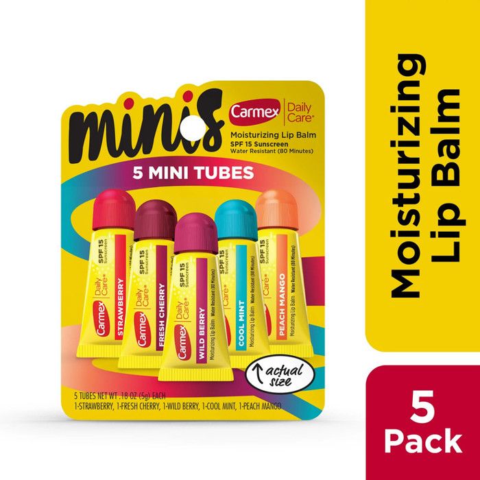 Carmex Minis Tubes de baume à lèvres hydratants avec FPS 15, 5 Tubes - Made in USA