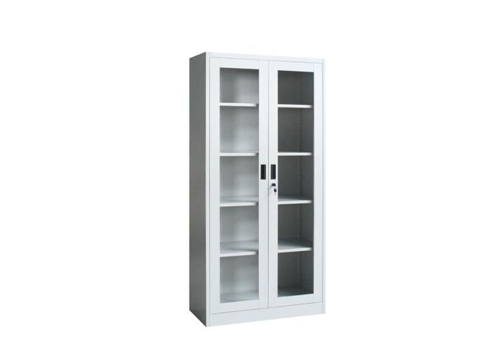 Armoire STEEL 2 Portes Vitrées - Gris / Blanc