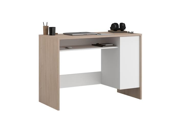 Bureau HEXA 1 Porte + 2  Niches -  Chêne / Blanc