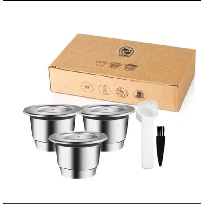 3 Capsule Nespresso compatible en inox rechargeable réutilisable café