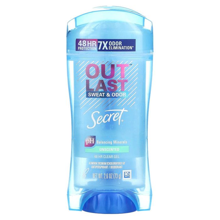 Secret, Outlast, Déodorant 48 heures, Gel transparent, Non parfumé, 73 g - Made in Usa