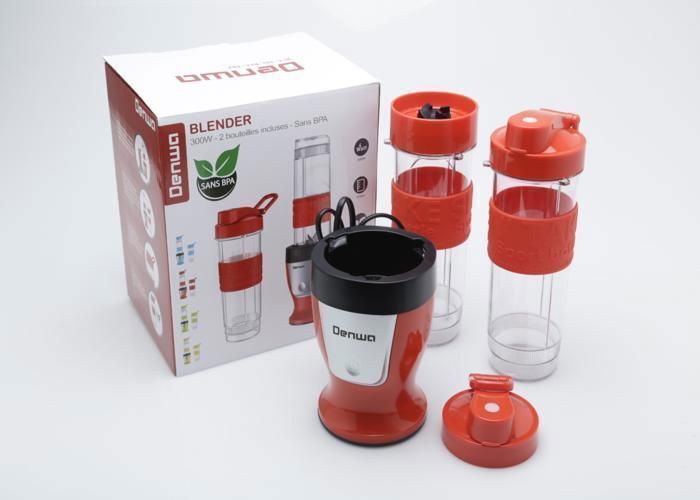 Blender mixeur 2en1 BLC-381 300W rouge - DENWA