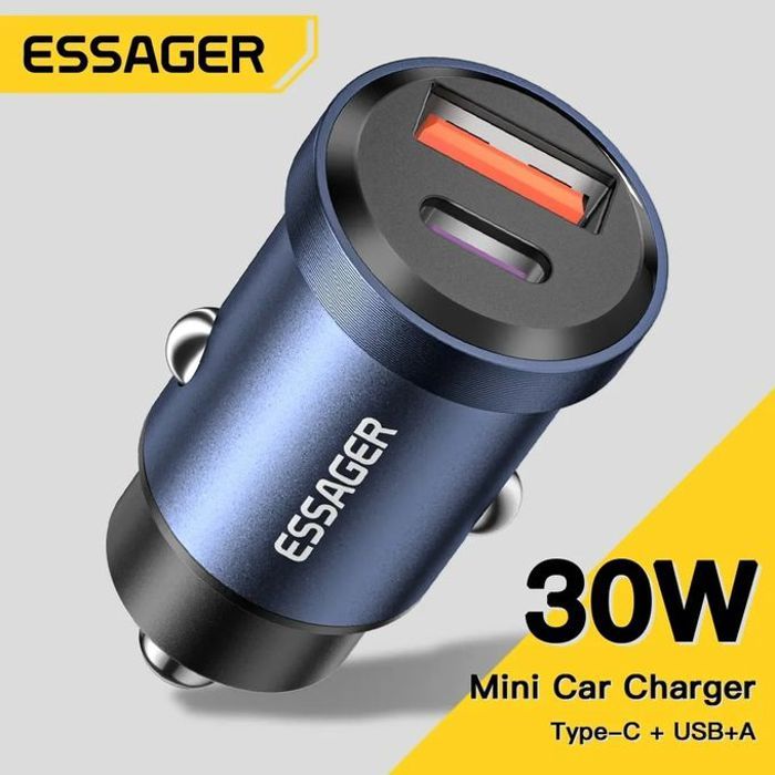 Chargeur de Voiture USB +Type-C 30W 5A PD 3.0 Charge Rapide