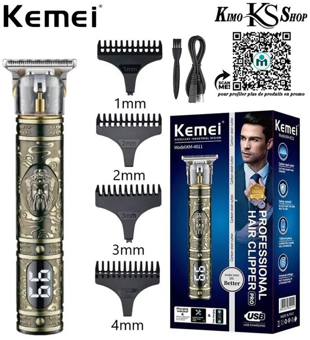 tondeuse professionnelle pour hommes, rasoir électrique entièrement en métal, rechargeable, pour barbier, barbe et coupe de cheveux