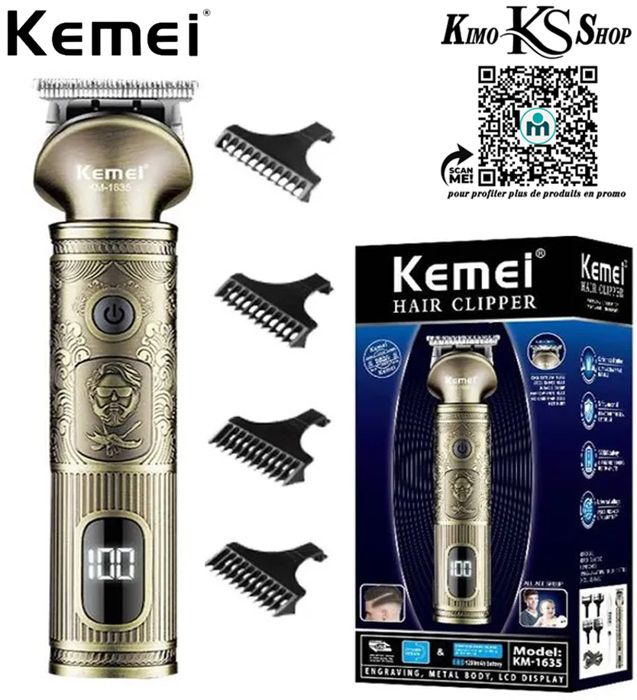 Kemei-Tondeuse à cheveux électrique aste en métal pour hommes, rasoir professionnel pour la barbe, outil de coupe de cheveux Baeber