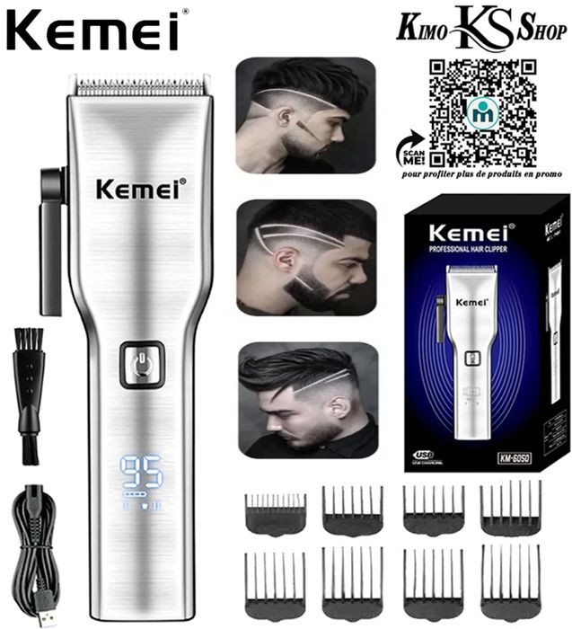 Kemei-Tondeuse à cheveux électrique sans fil aste pour hommes, tondeuse à barbe professionnelle, coupe de cheveux réglable, machine