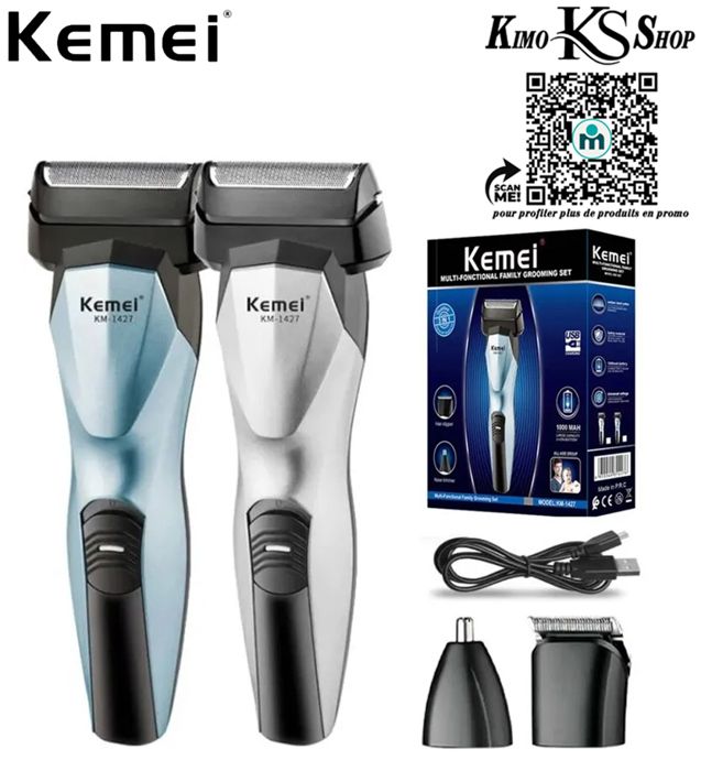 Kemei TONDEUSE électrique multifonction Rechargeable 3 en 1 pour hommes, rasoir alternatif, pour le nez, les oreilles et les cheveux