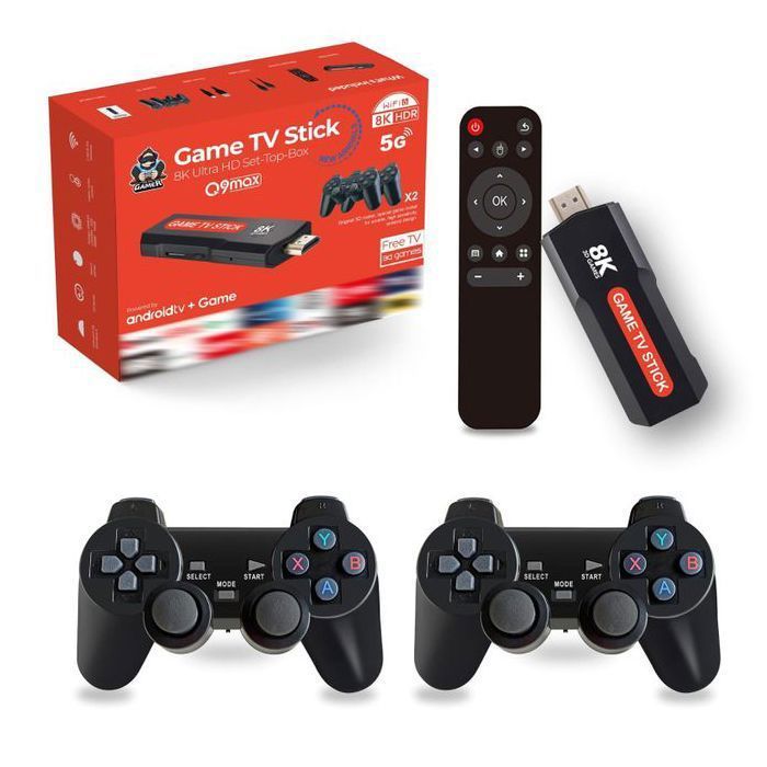 Console 10.000 jeux sans fil, écran HD 4K 64Gb HDMI + 2 Manettes