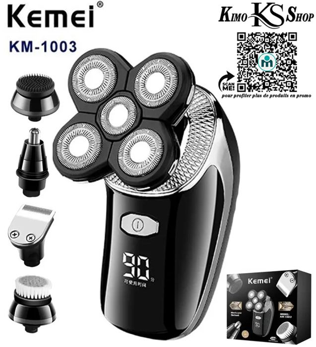 Kemei – rasoir électrique multi 5-en-1 Rechargeable, pour barbe, cheveux, visage et corps