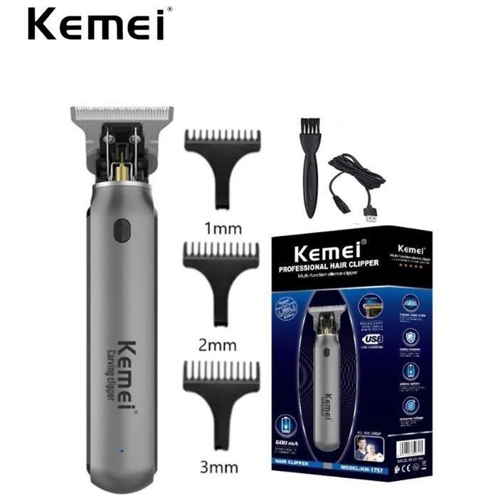 ton-deuse cheveux professionnelle Kemei KM-1757 – tondeuse à barbe électrique sans fil pour hommes, rasoir professionnel