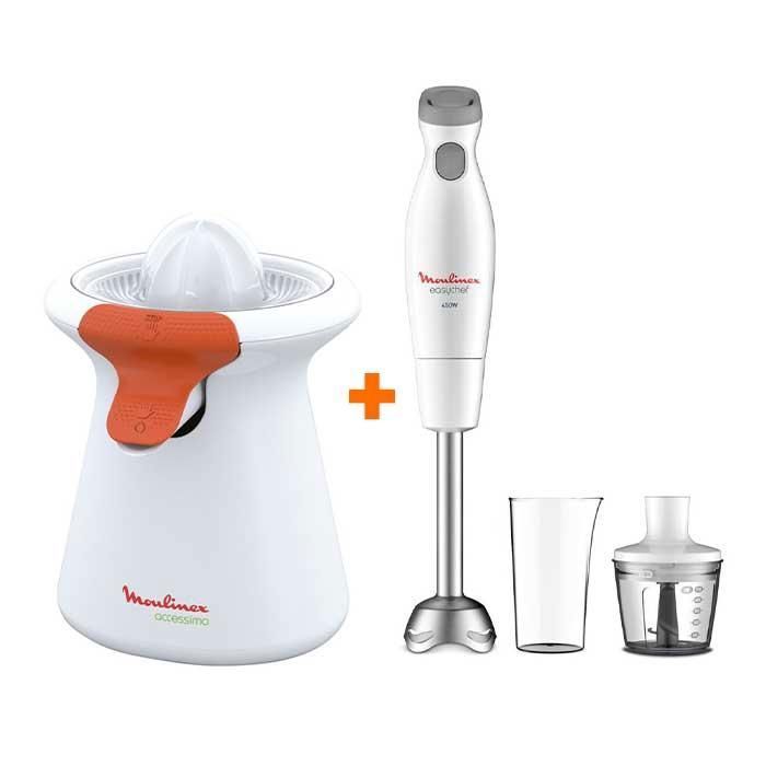 PACK MIXEUR PLONGEANT 450W DD4521 + PRESSE AGRUMES PC105131 MOULINEX